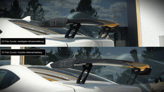 AERO Heckflügel GT-Flex Curved, Höhenvergleich niedrigste zu höchste Position