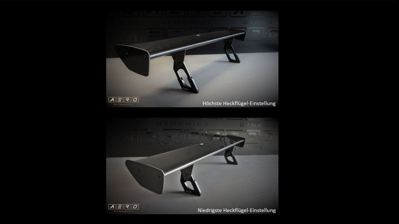 Vergleichsbild GT-Flex. Niedrigste und höchste Heckflügeleinstellung.