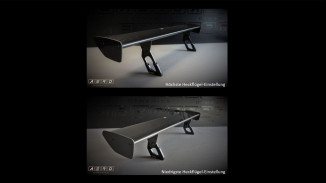 Vergleichsbild GT-Flex. Niedrigste und höchste Heckflügeleinstellung.