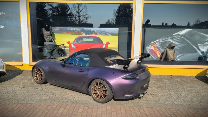 AERO Heckflügel GT-Flex 140 cm für Mazda MX5 NB, NC, ND, niedrigste Heckflügelposition