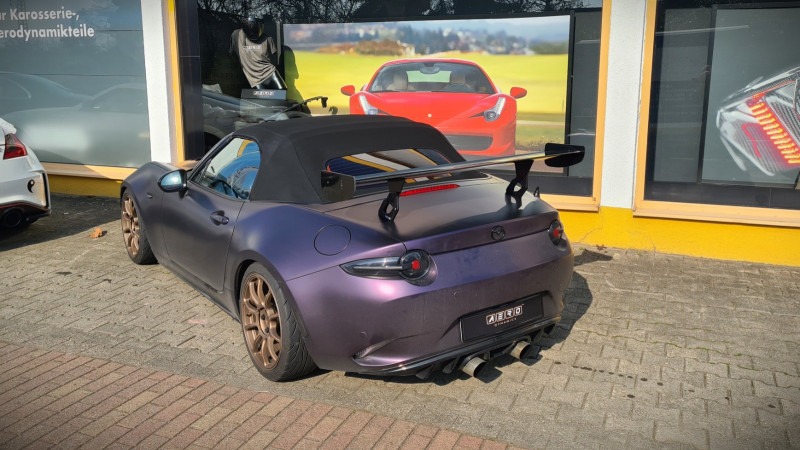 AERO Heckflügel GT-Flex 140 cm für Mazda MX5 NB, NC, ND, niedrigste Heckflügelposition